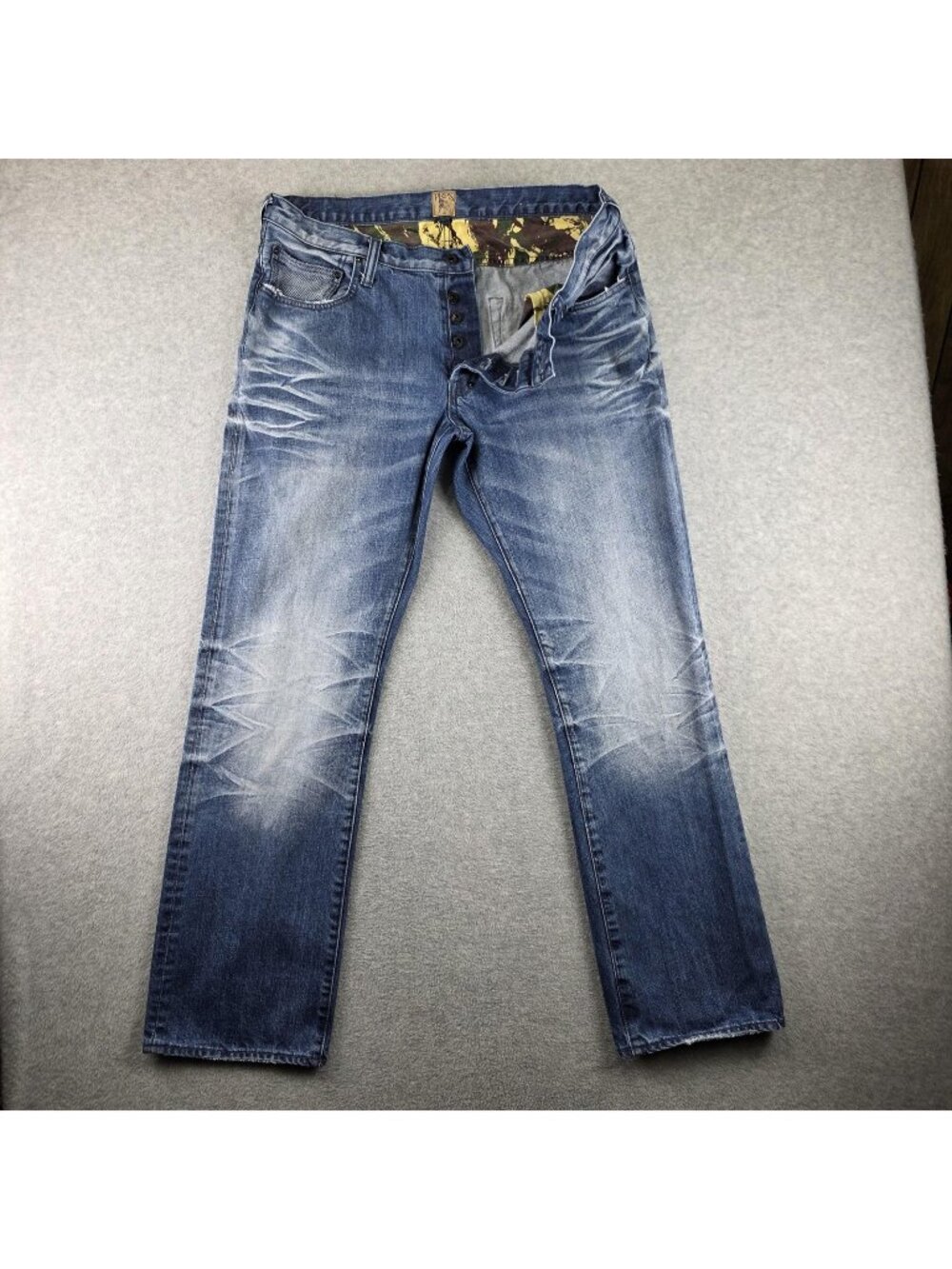 PRPS Barracuda Jeans Mens 38x32 Blue Slim Straight Distressed Medium Wash